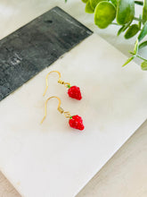 Load image into Gallery viewer, Berries for Bennett strawberry dangle earrings
