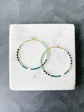 Load image into Gallery viewer, Cloud Nine // Japanese Miyuki glass hand beaded gold filled hoop earrings
