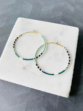 Load image into Gallery viewer, Cloud Nine // Japanese Miyuki glass hand beaded gold filled hoop earrings
