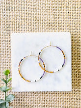 Load image into Gallery viewer, Go Dukes // Japanese Miyuki glass hand beaded gold filled hoop earrings
