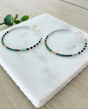 Load image into Gallery viewer, River // Japanese Miyuki glass hand beaded gold filled hoop earrings
