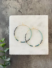 Load image into Gallery viewer, Sea Foam // Japanese Miyuki glass hand beaded gold filled hoop earrings
