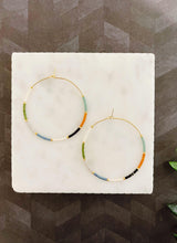 Load image into Gallery viewer, Yellowstone // Japanese Miyuki glass hand beaded gold filled hoop earrings
