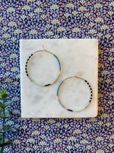Load image into Gallery viewer, Blue Sea Anemone // Japanese Miyuki glass hand beaded gold filled hoop earrings
