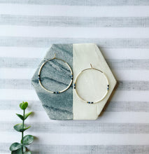 Load image into Gallery viewer, Reflection // Japanese Miyuki glass hand beaded gold filled hoop earrings
